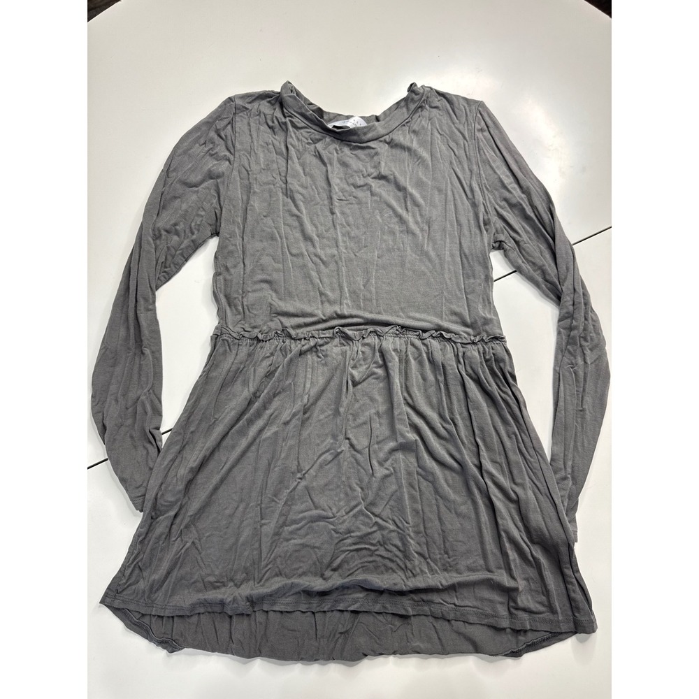 Sign Here Signature Clothing Womens Charcoal Gray Long Sleeve Tunic Top